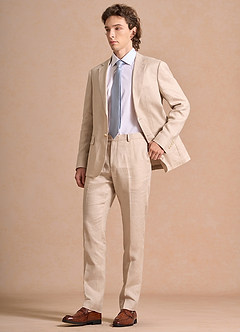 front Harrison Tan 100% Linen Suit