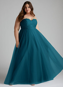 Azazie Roni Bridesmaid Dresses Ink Blue A-Line Sweetheart Neckline Tulle Convertible Dress image7