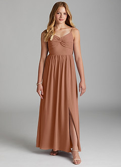Azazie Zeya Junior Bronzer A-Line Chiffon Dress image3