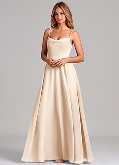 Azazie Elle Bridesmaid Dresses White Alabaster A-Line Pleated Chiffon Dress image4
