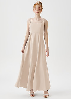 Azazie Rosey Junior White Alabaster A-Line Sweetheart Neckline Stretch Satin Dress image4