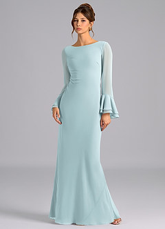 Azazie Leone Bridesmaid Dresses Mist Mermaid Corset Chiffon Dress image1