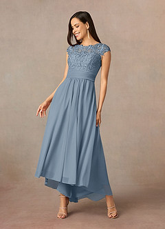 Azazie Amara Abiti per la Madre della Sposa Abito A-Line in Pizzo Blu Polveroso image2