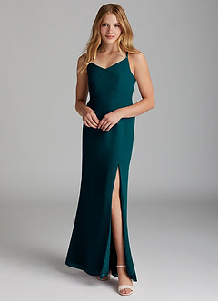 Azazie Becca Junior Champagne Mermaid Chiffon Dress image1