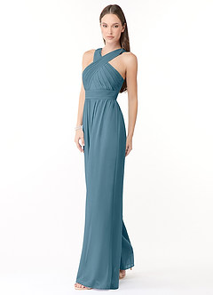 Azazie Berdie Bridesmaid Dresses Bermuda Halter Chiffon Jumpsuit image3