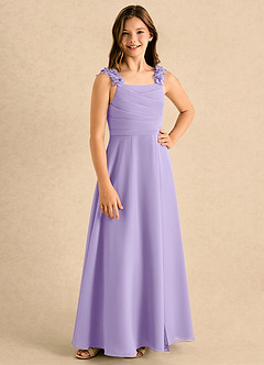 Azazie Masie Girls Formal Flower Girl Dresses Lilac A-Line Pleated Chiffon Dress image4
