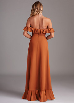 Azazie Lyra Bridesmaid Dresses Cinnamon A-Line Chiffon Convertible Dress image7