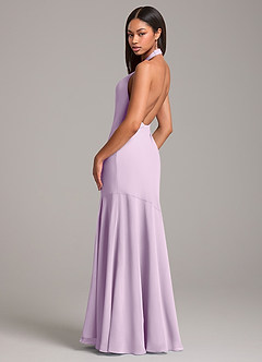 Azazie Lorena Bridesmaid Dresses Frosted Lilac Mermaid Pleated Chiffon Dress image6