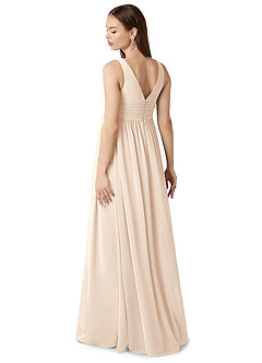Azazie Yetta Brautjungfernkleider für Schwangere A-Linie V-Hals Versammelt Chiffon Bodenlänge Kleid image5