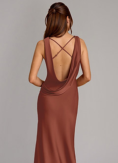Azazie Cheryl Brautjungfernkleider Meerjungfrau-Linie Stretch-Satin Kleid Rotbraun image2