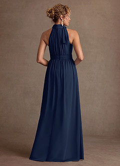 Azazie Antoinette Mother of the Bride Dresses Dark Navy A-Line Pleated Chiffon Dress image2