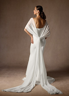 Azazie Laylah Wedding Dresses Diamond White Mermaid Off the Shoulder Chiffon Dress image2