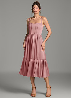 Azazie Delphina Bridesmaid Dresses Dusty Rose A-Line Corset Stretch Satin Convertible Dress image7
