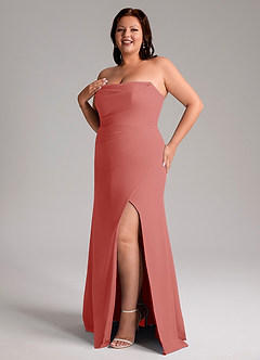 Azazie Leonis 신부 들러리 드레스 쉬스 스트랩리스 쉬폰 바닥 길이 드레스 image13