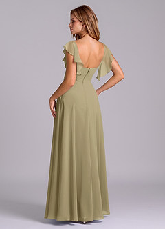 Azazie Leilani Bridesmaid Dresses Moss Green A-Line Pleated Chiffon Dress image5