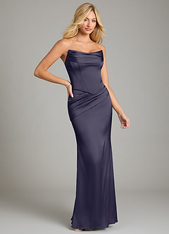 Azazie Sorrel Bridesmaid Dresses Stormy Mermaid Strapless Stretch Satin Convertible Dress image6