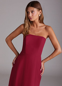 Azazie Wren Bridesmaid Dresses Burgundy A-Line Strapless Chiffon Dress image5