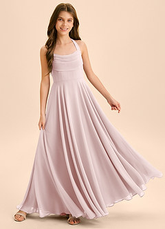 Azazie Kady Junior Blushing Pink A-Line Sweetheart Neckline Chiffon Dress image4