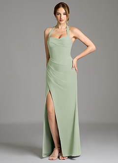 Azazie Serenity Brautjungfernkleider Meerjungfrau-Linie Herzausschnitt Chiffon Kleid Staubiger Salbeigrün image7