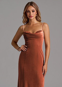 Azazie Karryn Bridesmaid Dresses Terracotta Mermaid Corset Velvet Dress image6