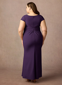 Azazie Tana Mother of the Bride Dresses Plum Mermaid V-Neck Pleated Stretch Crepe Dress image7
