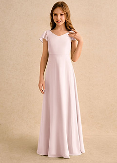Azazie Nari Girls Formal Flower Girl Klänningar Klänning A-Line i Chiffong med ärmar image5
