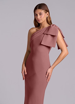 Azazie Yuanna 신부 들러리 드레스 인어 한쪽 어깨 쉬폰 바닥 길이 드레스 image7