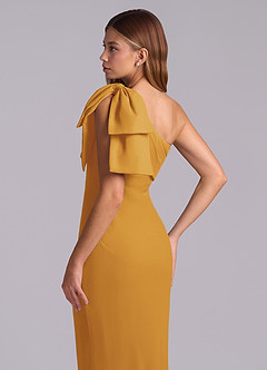 Azazie Yuanna Bridesmaid Dresses Butterscotch Mermaid One Shoulder Chiffon Dress image8