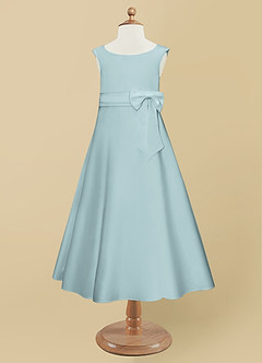 Azazie Lindy Final Sale Mist A-Line Pleated Matte Satin Dress image10