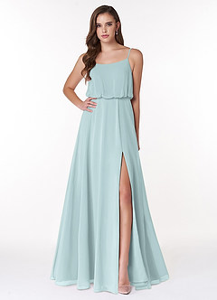 Azazie Lupe Brautjungfernkleider A-Linie Schaufel Chiffon Kleid Nebel image1