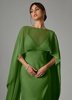 Azazie Stefania Robes de demoiselle d'honneur Robe Trapèze en Satin extensible Basilic image5