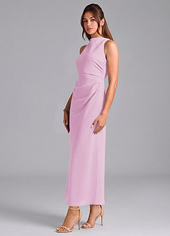 Azazie Evadne Brautjungfernkleider Etui Plissee Chiffon Kleid Bonbonrosa image4