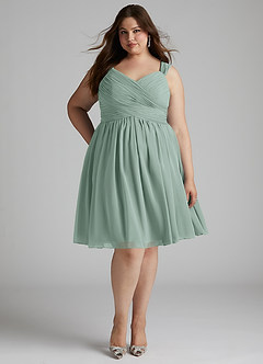 Azazie Angie Bridesmaid Dresses Agave A-Line Corset Chiffon Dress image15