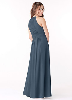 Azazie Bonnie Junior Neptune A-Line Pleated Chiffon Dress image3