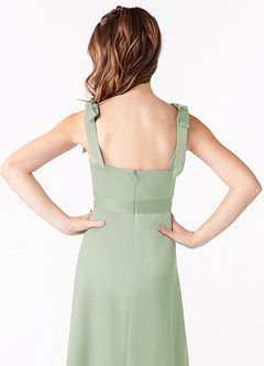 Azazie Barbara Junior A-Linie Schleifen Matte Satin Kleid Blushing Pink image4