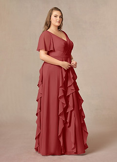 Azazie Watson Mother of the Bride Dresses Rust A-Line V-Neck Chiffon Dress image9