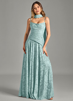 Azazie Gabriela 신부 들러리 드레스 A라인 스트랩리스 플로럴 번아웃 바닥 길이 드레스 image6