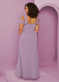 Barbie ♥ Azazie Jurken voor bruidsmeisjes Jurk van Chiffon met A-Lijn Off the Shoulder Blauweregen image8