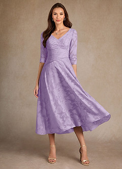 Azazie Durant Kleider für die Brautmutter A-Linie Plissee Blumen-Burnout Kleid Flieder image2