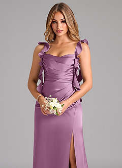 Azazie Jessamine Bridesmaid Dresses Wisteria A-Line Corset Stretch Satin Dress image7