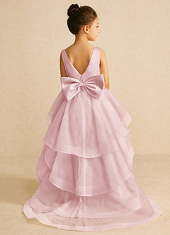 Azazie Pumpkin Flower Girl Dresses Powder Pink A-Line Convertible Tulle Dress image1