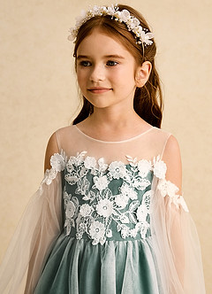 Azazie Zimi vestidos de niña de las flores Vestido de Esmeralda de Tul de Princesa con Escote de Corazón image9