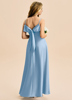 Azazie Isolde Junior Powder Blue A-Line Pleated Stretch Satin Dress image1
