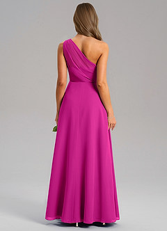 Azazie Phaedra Bridesmaid Dresses Fuchsia A-Line One Shoulder Chiffon Dress image10