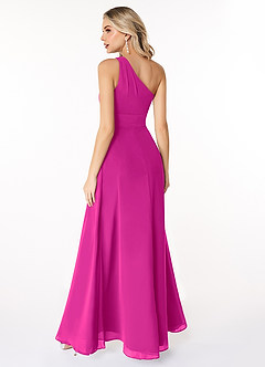 Azazie Dallas Bridesmaid Dresses Fuchsia A-Line One Shoulder Chiffon Dress image2