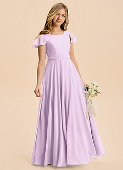 Azazie Cady Junior Linia A Pofałdowany Szyfon Długość podłogi Młodsza druhna Sukienka image3