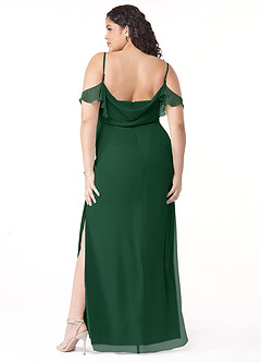 Azazie Emeralda Brautjungfernkleider Etui Schulterfrei Chiffon Kleid Dunkelgrün image8