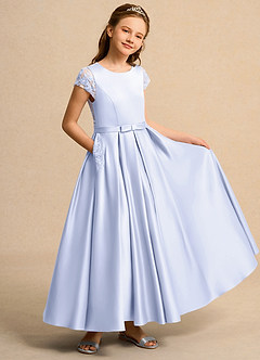 Azazie Bunny Junior Formal Robe Demoiselle D'honneur Fillette Robe Princesse en Dentelle Lavande image1