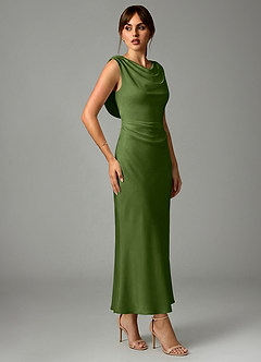 Azazie Kieryn Brautjungfernkleider Meerjungfrau-Linie Plissee Stretch-Satin Kleid Wacholder image4