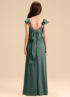 Azazie Everett Junior Sea Moss A-Line Bow Stretch Satin Dress image2